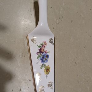 Vintage Porcelain Cake Pie Dessert Gold Plated Ends